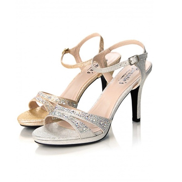 Sweeties Sylvia Shoes - Nude Jeweled Evening Sandals Heels Size 5.5
